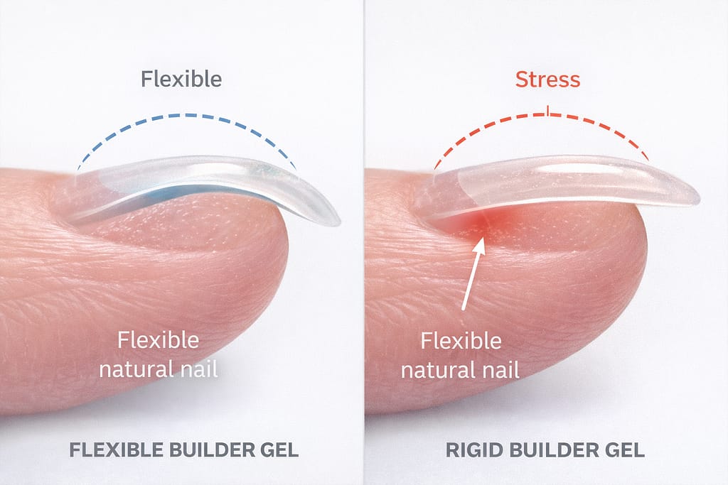 Comparison of flexible natural nails and rigid builder gel structure