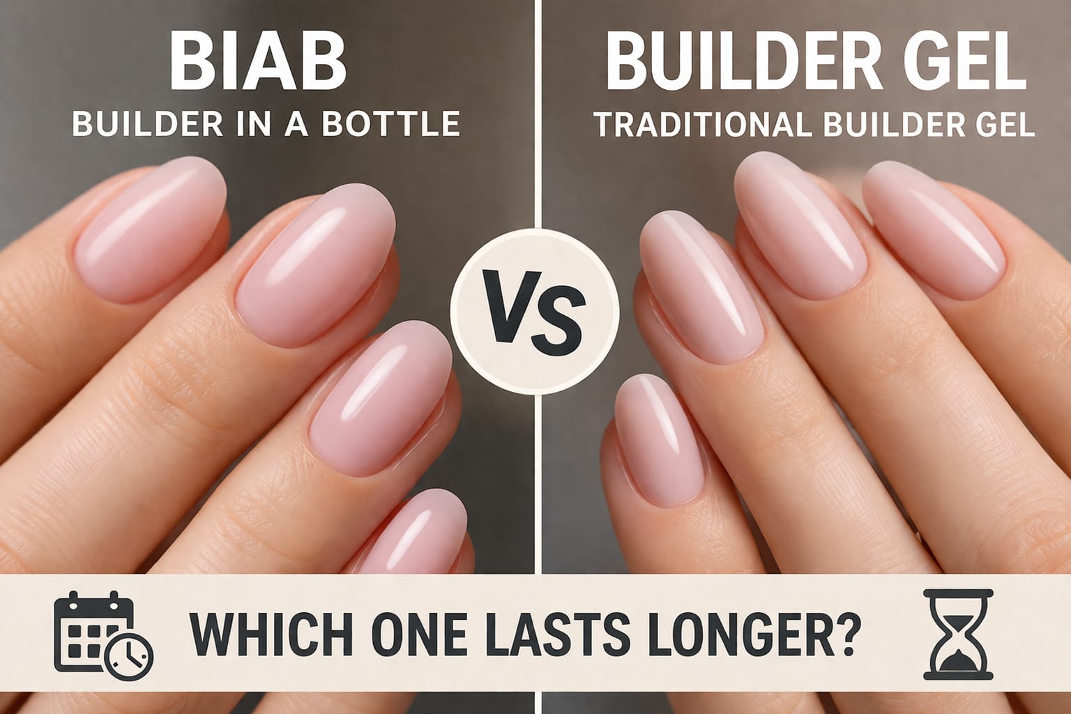 BIAB vs builder gel comparison showing which lasts longer on natural nails
